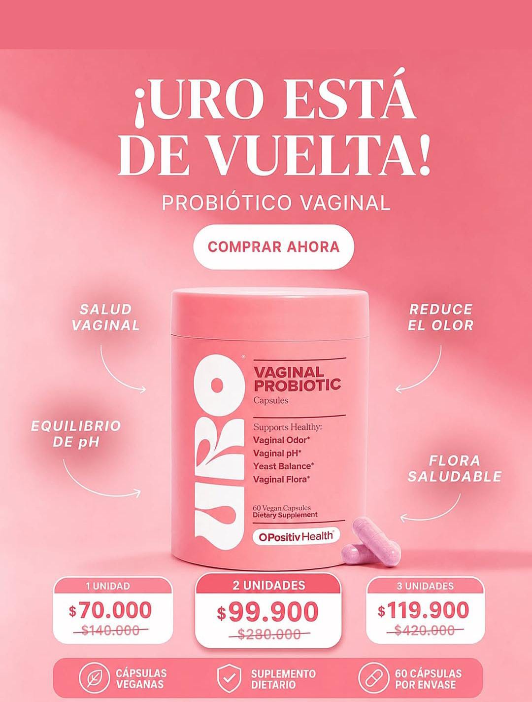 🔥OFERTA ESPECIAL 🌸 Uro Probióticos Vaginales Original | Equilibrio y Bienestar Íntimo