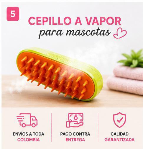 🐶 Cepillo a Vapor para Mascotas | Elimina Pelo y Masajea.